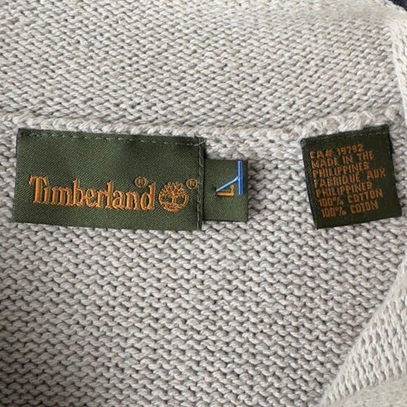 Timberland Vintage 90s Knitted Pullover with Pockets Sweater Beige / Black Men's - Picture 3 of 8